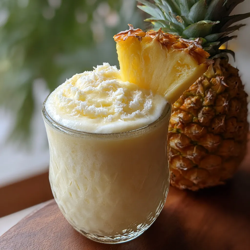 Tropical Piña Colada Smoothie with Fresh Pineapple and Creamy Coconut Blend - tertiary view
