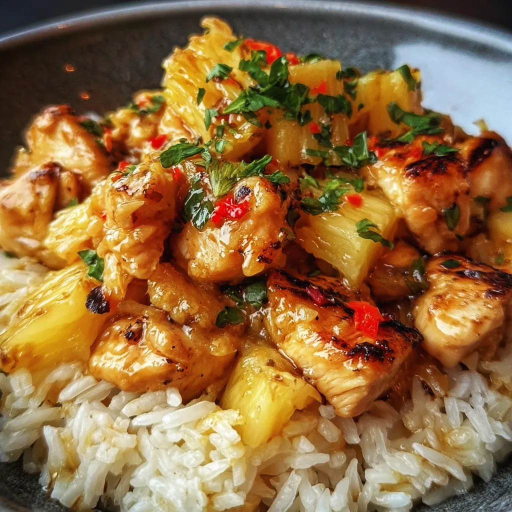 Sweet and Savory Tropical Pineapple Chicken and Rice Bowl Paradise - main view
