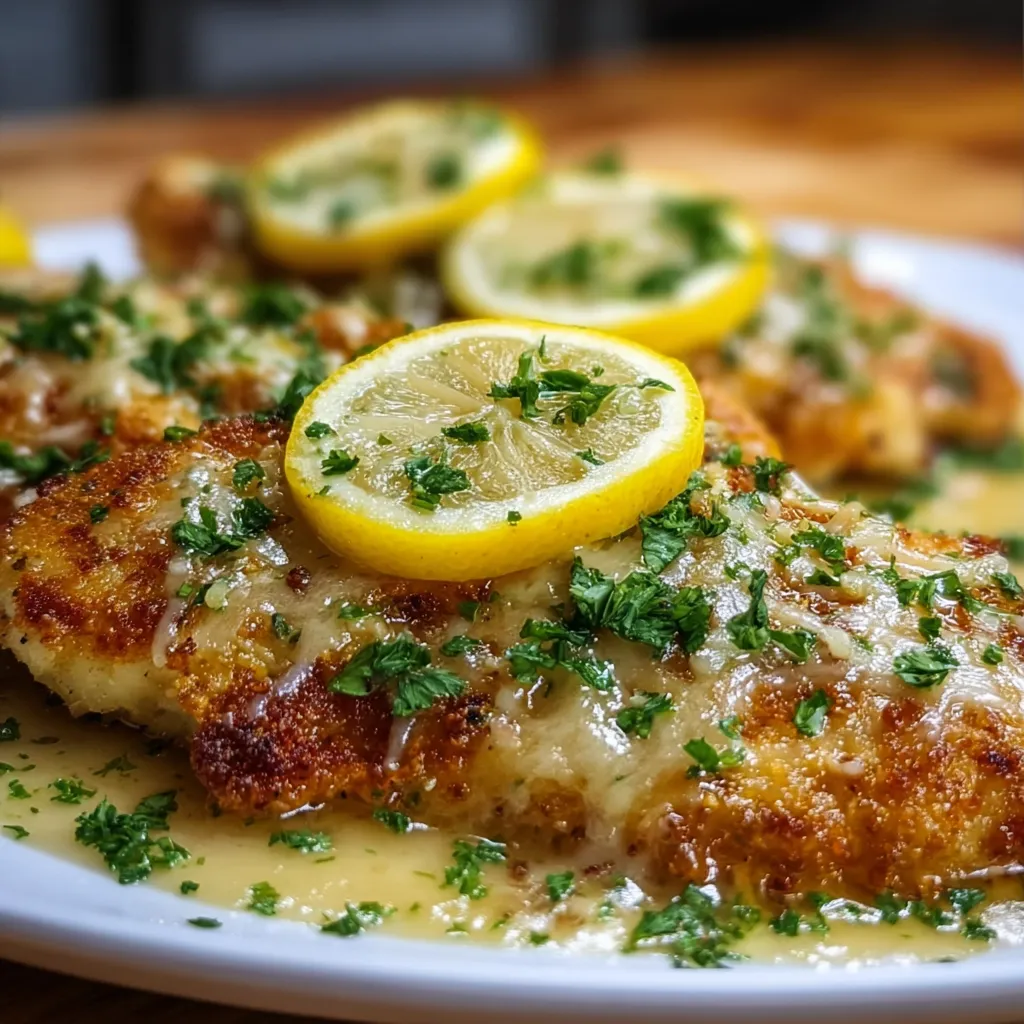 Classic Lemon Chicken Romano with Crispy Parmesan Crust and Fresh Herb Sauce - main view
