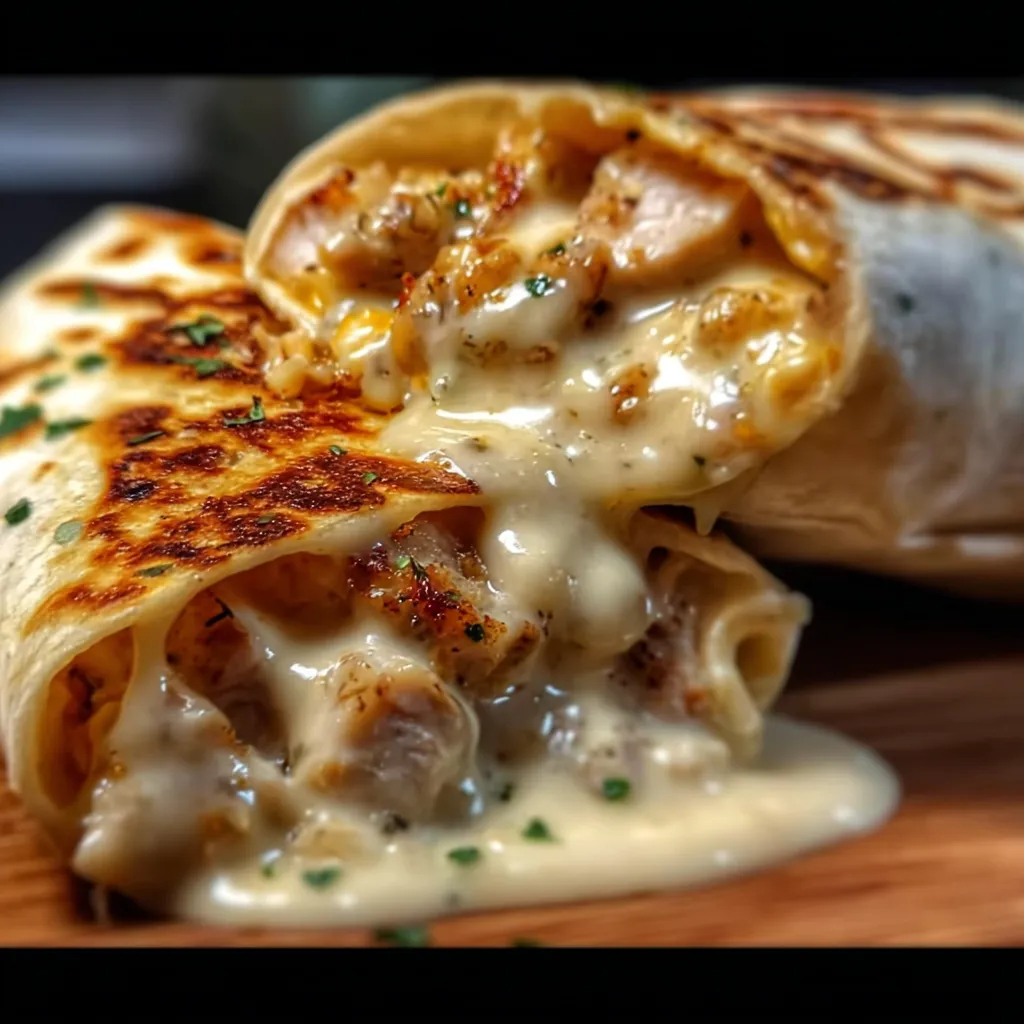 Ultimate Cheesy Garlic Chicken Wraps with Melted Cheese and Fresh Vegetables - tertiary view