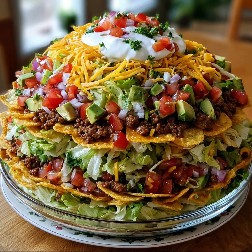 Ultimate Seven-Layer Taco Salad with Fresh Ingredients and Zesty Flavors - tertiary view