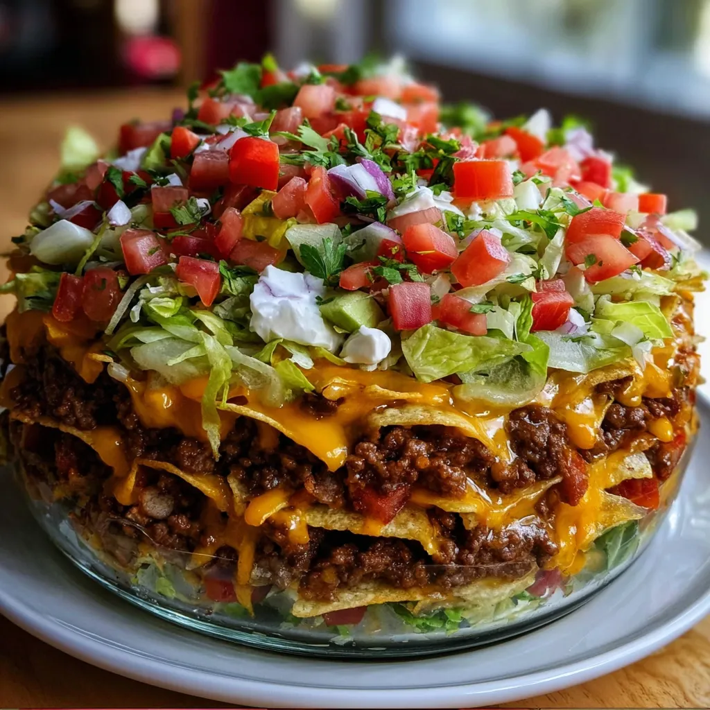 Ultimate Seven-Layer Taco Salad with Fresh Ingredients and Zesty Flavors - secondary view
