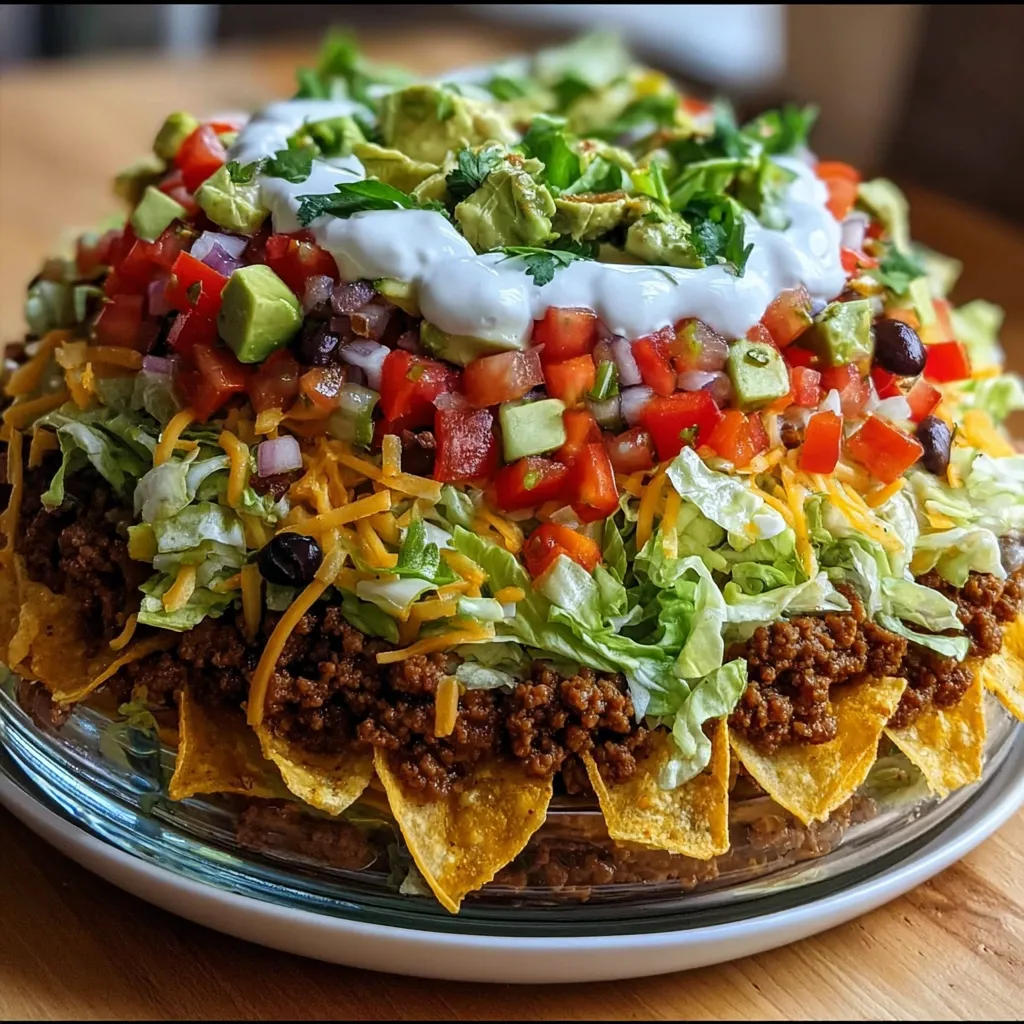 Ultimate Seven-Layer Taco Salad with Fresh Ingredients and Zesty Flavors - main view