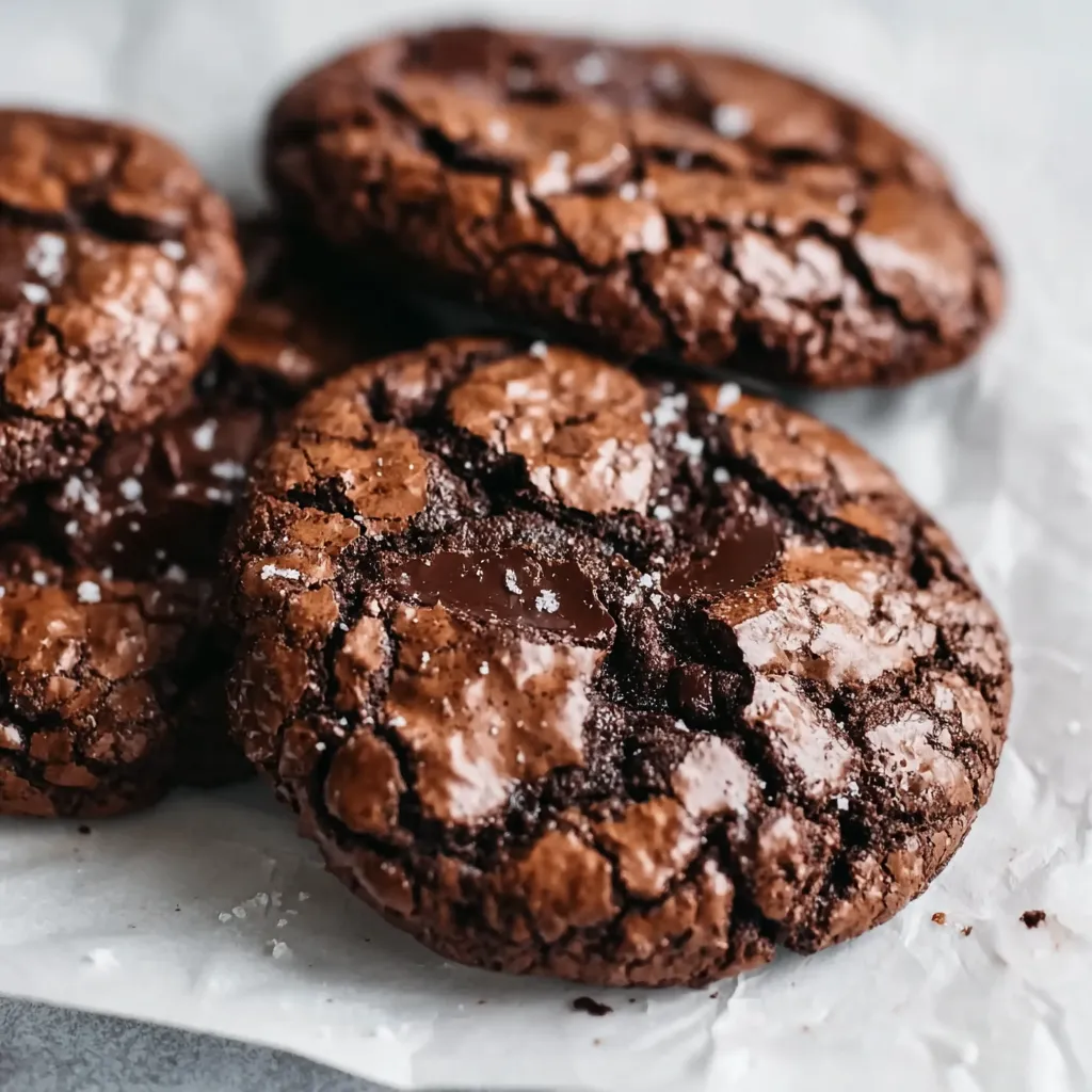 Ultimate Three Chocolate Brownie Cookies with Fudgy Centers and Crackled Tops - secondary view