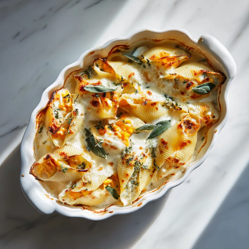 Butternut Squash Stuffed Shells with Sage Brown Butter Cream Sauce and Ricotta Cheese Fall Recipe - tertiary view