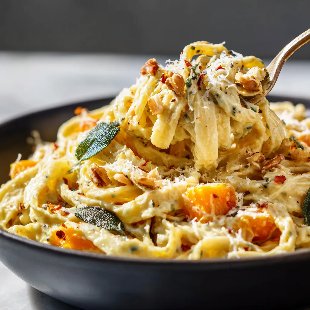 Brown Butter Sage Butternut Squash Pasta with Toasted Walnuts and Parmesan Cheese - secondary view
