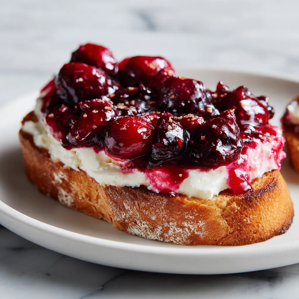 Mixed Berry Cream Cheese Bruschetta with Honey Drizzle - Quick Camping Breakfast Recipe - secondary view