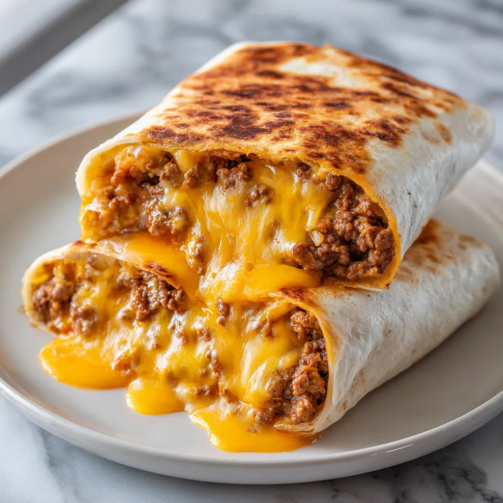 Ultimate Loaded Crispy Beef and Cheese Burritos with Seasoned Ground Beef and Melted Cheddar - tertiary view
