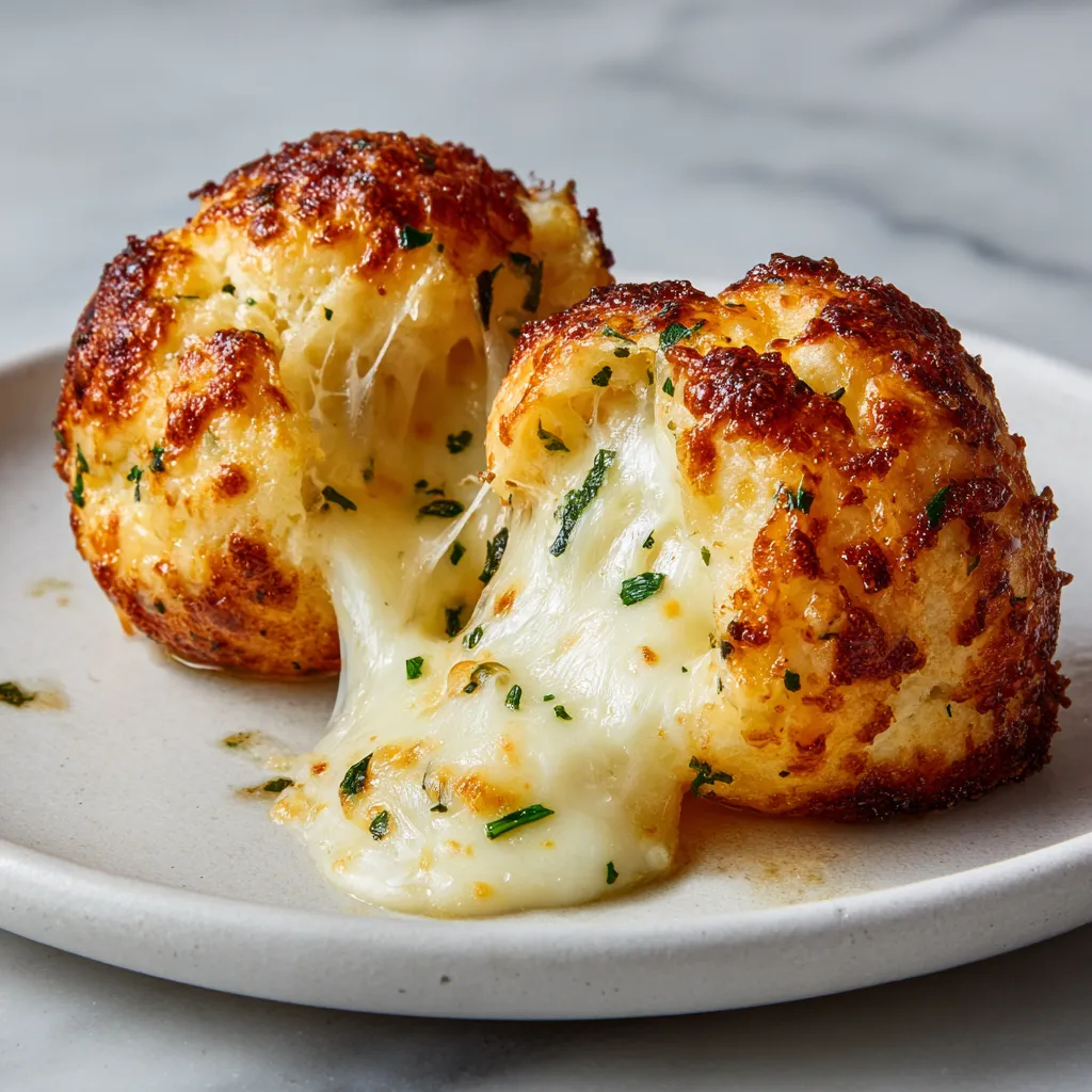 Pillsbury Biscuit Garlic Butter Cheese Bombs with Gooey Mozzarella Center - Easy Homemade Appetizer Recipe - secondary view