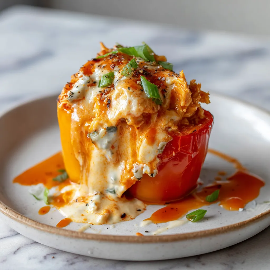Whole30 Buffalo Chicken Stuffed Peppers with Creamy Ranch Drizzle - Paleo Low Carb Gluten Free - secondary view