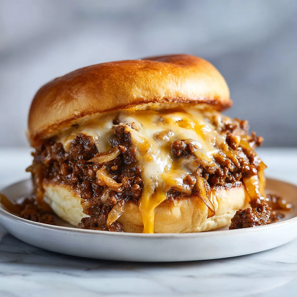 Ultimate Philly Cheesesteak Sloppy Joes with Caramelized Onions and Melted Provolone Cheese - secondary view