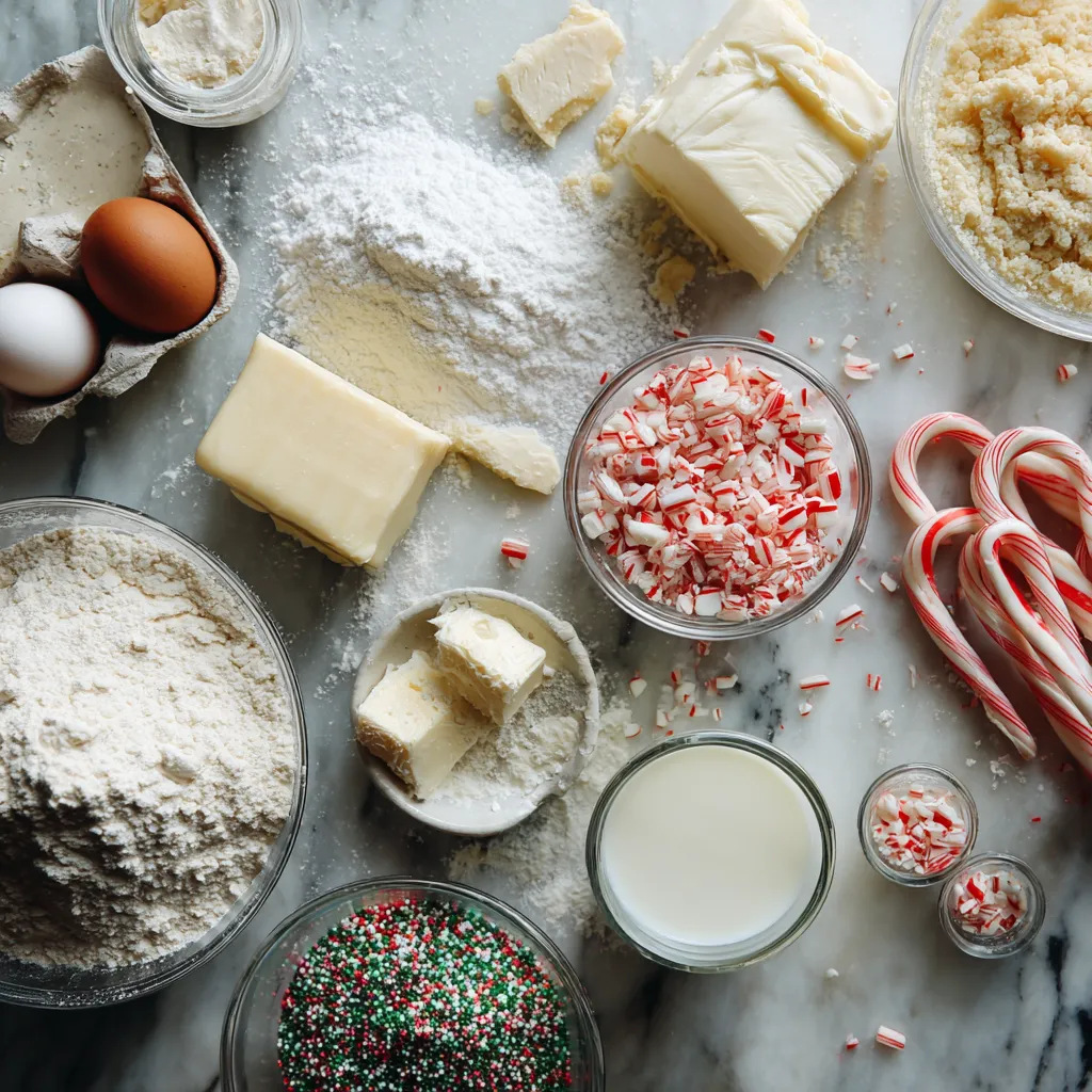 Festive Candy Cane Sugar Cookie Pie with Cream Cheese Filling - Gluten Free and Dairy Free Holiday Dessert - secondary view
