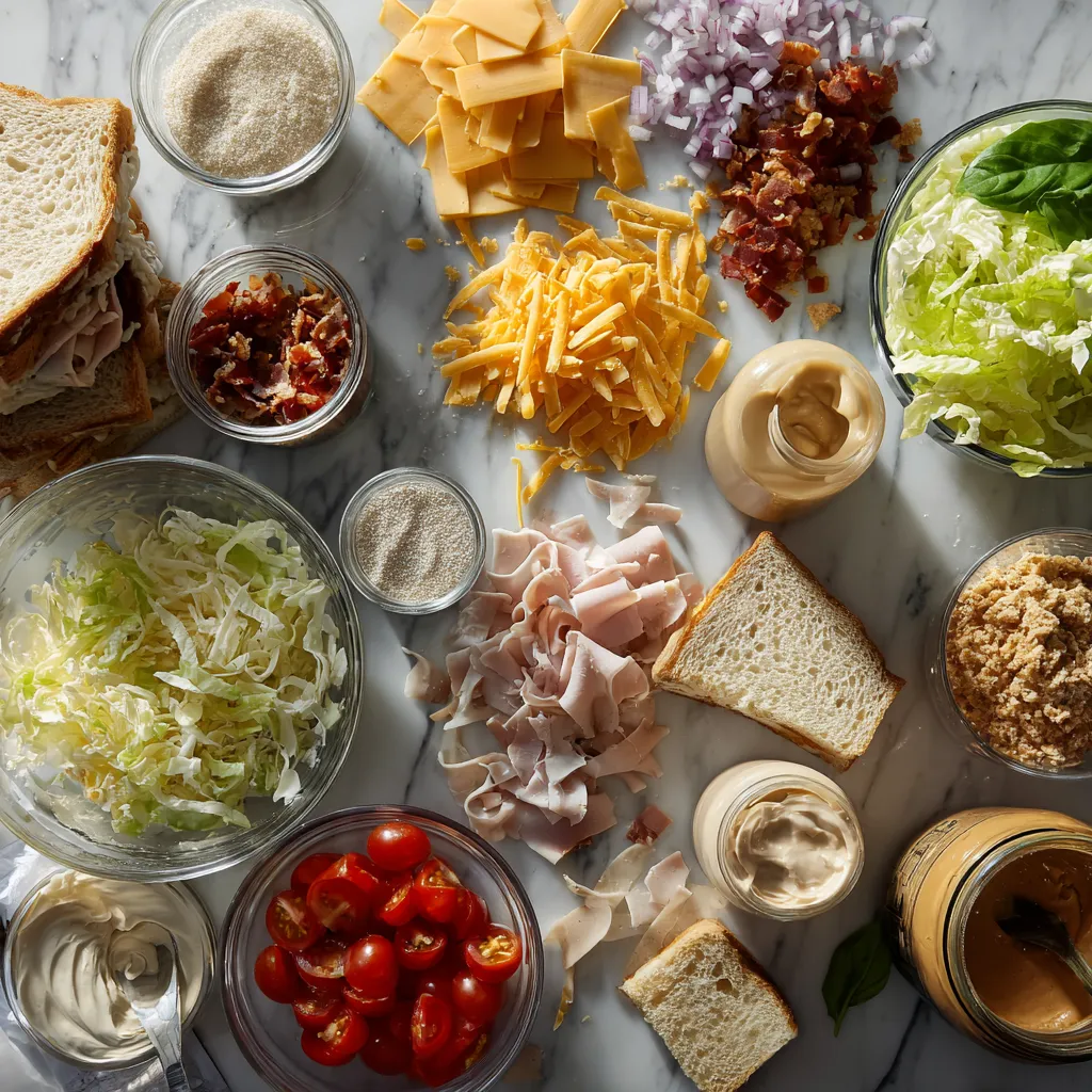 Ultimate Triple-Decker Club Sandwich with Creamy Roasted Tomato Basil Soup - Classic American Comfort Food - tertiary view