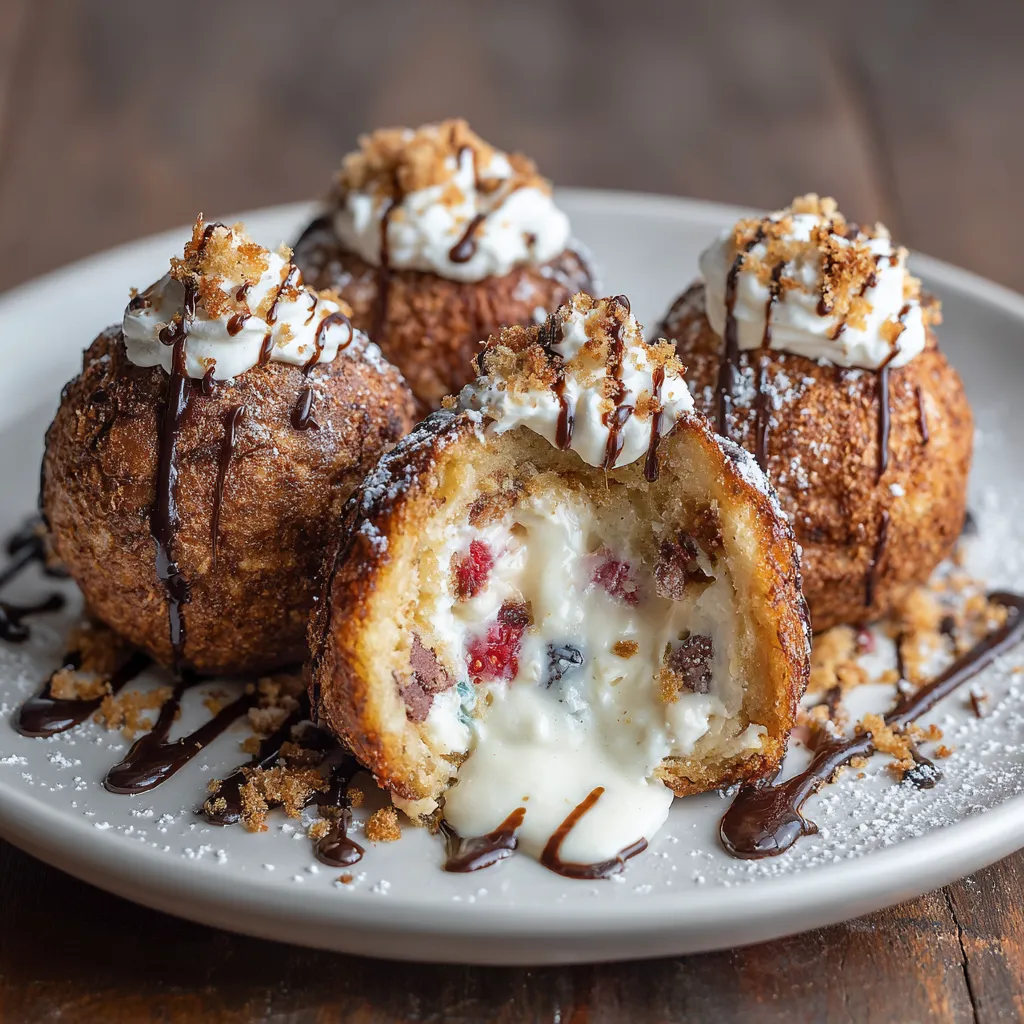 Crispy Golden Strawberry Cheesecake Stuffed French Toast Balls with Cinnamon Sugar Coating - tertiary view
