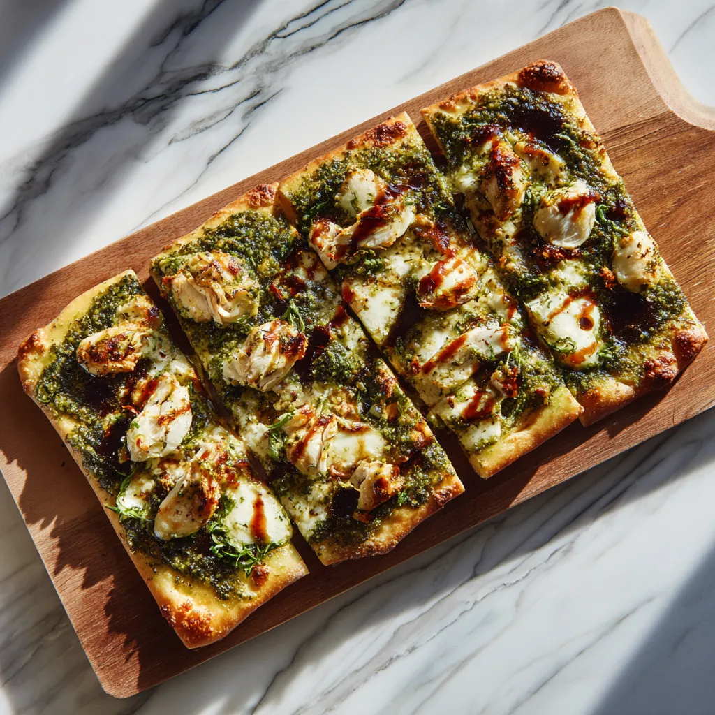 Artisan Pesto Burrata Flatbread with Balsamic Glaze and Fresh Arugula - Restaurant-Quality Gourmet Pizza - tertiary view