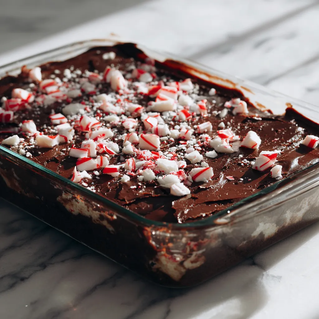 Ultimate Layered Peppermint Brownies with Fudgy Chocolate Base Creamy Peppermint Filling and Crushed Candy Topping - tertiary view